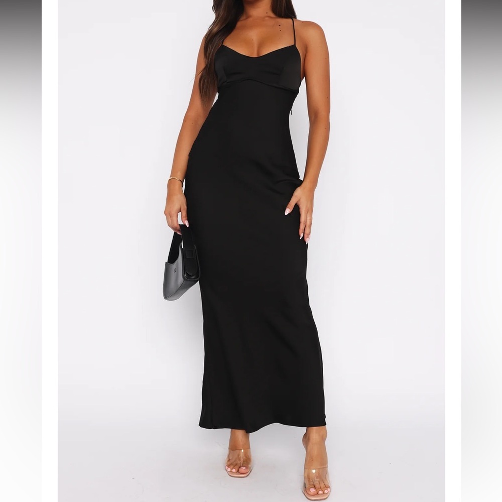 White Fox Black Long Maxi Dress